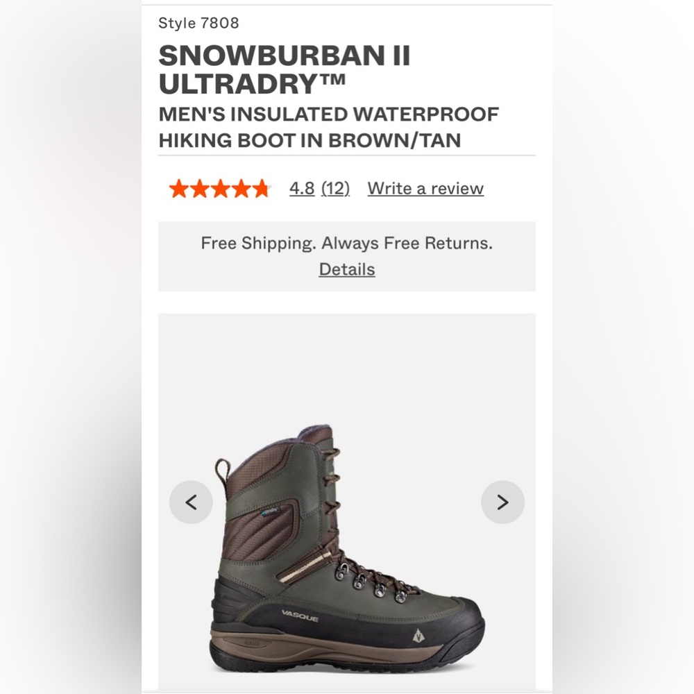 Vasque Snowburban II UltraDry men’s 8